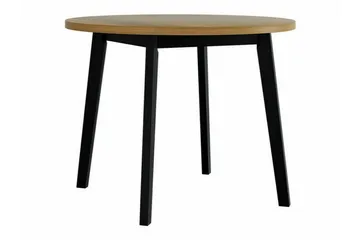 Patrickswell Rund Spisegruppe 100 cm – Spisebord med Eikeutseende og 4 Spisestoler med Trukket Rygg i Tre - Svart|Olivengrønn - Møbler - Bord - Spisegruppe