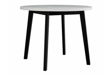 Patrickswell rund spisegruppe 100 cm – Spisebord med hvit bordplate og 4 spisestoler i tre med polstret rygg - Svart|Beige - Møbler - Bord - Spisegruppe