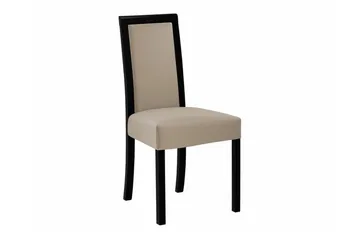 Patrickswell rund spisegruppe 100 cm – Spisebord med hvit bordplate og 4 spisestoler i tre med polstret rygg - Svart|Beige - Møbler - Bord - Spisegruppe