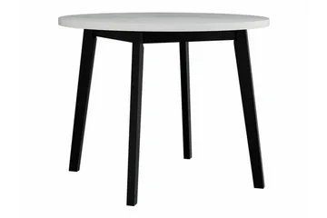Patrickswell Rund Spisegruppe 100 cm – Spisebord med Hvit Plate og 4 Spisestoler med Trukket Rygg i Tre - Svart|Olivengrønn - Møbler - Bord - Spisegruppe