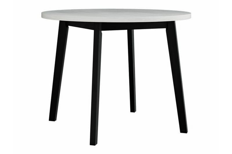 Patrickswell Rund Spisegruppe 100 cm – Spisebord med Hvit Plate og 4 Spisestoler med Trukket Rygg i Tre - Svart|Olivengrønn - Møbler - Bord - Spisegruppe