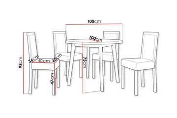 Patrickswell Rundt Spisegruppe 100 cm – Spisebord med Hvit Plate og 4 Spisestoler med Trukket Rygg i Tre - Natur|Grå - Møbler - Bord - Spisegruppe