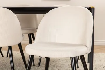 Pelle spisebord med 6 Fløyel Spisestol - Møbler - Bord - Spisegruppe