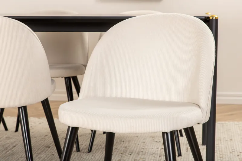 Pelle spisebord med 6 Fløyel Spisestol - Møbler - Bord - Spisegruppe