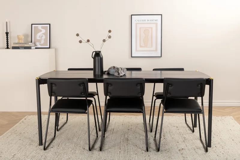 Pelle spisebord med 6 Kenth Spisestol - Møbler - Bord - Spisegruppe