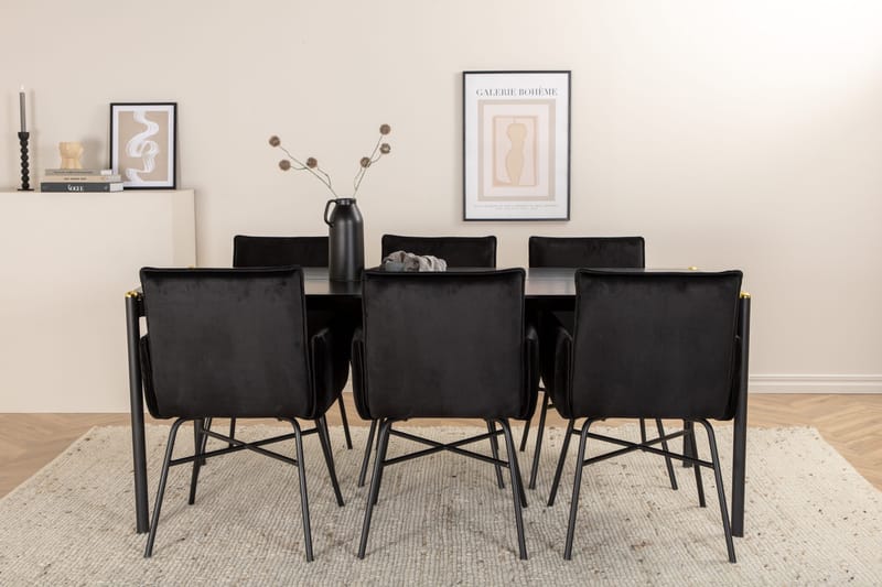 Pelle spisebord med 6 Pippi Spisestol