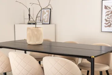 Pelle Spisebord med 6stk Velvet Spisestol - Møbler - Bord - Spisegruppe