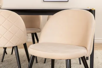 Pelle Spisebord med 6stk Velvet Spisestol - Møbler - Bord - Spisegruppe