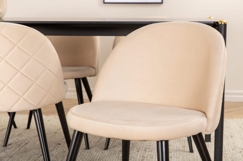 Pelle Spisebord med 6stk Velvet Spisestol - Møbler - Bord - Spisegruppe
