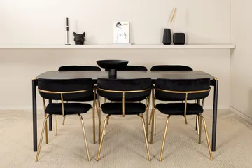 Pelle Spisegruppe 190 cm inkl. 6 Arcarazo Karmstoler - Svart/Messing - Møbler - Bord - Spisegruppe
