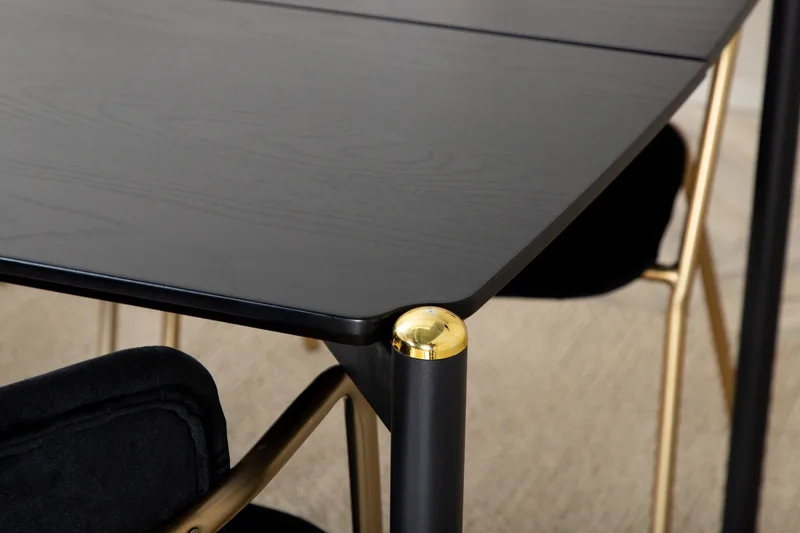 Pelle Spisegruppe 190 cm inkl. 6 Arcarazo Karmstoler - Svart/Messing - Møbler - Bord - Spisegruppe