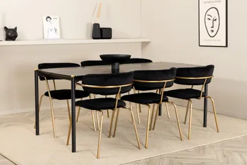 Pelle Spisegruppe 190 cm inkl. 6 Arcarazo Karmstoler - Svart/Messing - Møbler - Bord - Spisegruppe