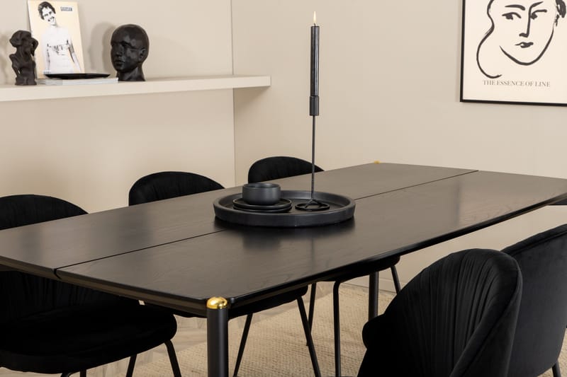 Pelle Spisegruppe 190 cm inkl. 6 Foyos Stoler - Svart - Møbler - Bord - Spisegruppe