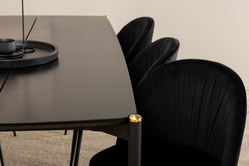 Pelle Spisegruppe 190 cm inkl. 6 Foyos Stoler - Svart - Møbler - Bord - Spisegruppe