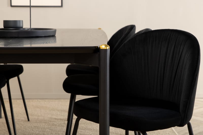 Pelle Spisegruppe 190 cm inkl. 6 Foyos Stoler - Svart - Møbler - Bord - Spisegruppe