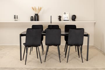 Pelle Spisegruppe 190 cm inkl. 6 Robin Stoler - Svart - Møbler - Bord - Spisegruppe