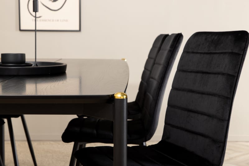 Pelle Spisegruppe 190 cm inkl. 6 Robin Stoler - Svart - Møbler - Bord - Spisegruppe
