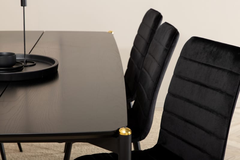 Pelle Spisegruppe 190 cm inkl. 6 Robin Stoler - Svart - Møbler - Bord - Spisegruppe