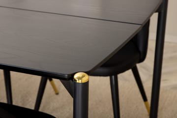 Pelle Spisegruppe 190 cm inkl. 6 Valera Stoler - Svart/Messing - Møbler - Bord - Spisegruppe