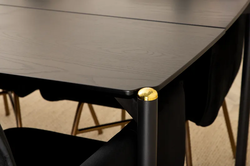 Pelle Spisegruppe 190 cm inkl. 6 Pipi Stoler - Svart/Kobber - Møbler - Bord - Spisegruppe
