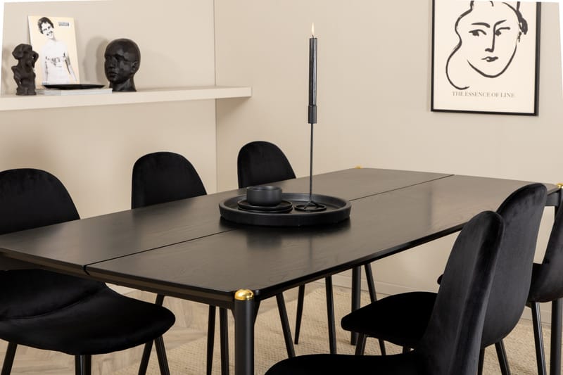 Pelle Spisegruppe 190 cm inkl. 6 Pontus Stoler - Svart - Møbler - Bord - Spisegruppe