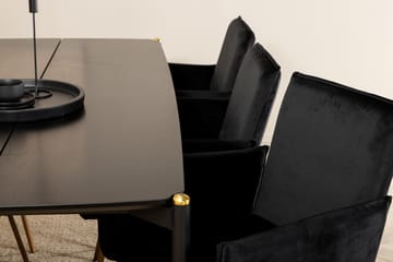 Pelle Spisegruppe 190 cm inkl. 6 Pipi Stoler - Svart/Kobber - Møbler - Bord - Spisegruppe