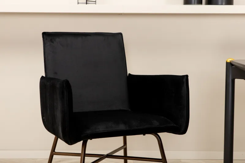 Pelle Spisegruppe 190 cm inkl. 6 Pipi Stoler - Svart/Kobber - Møbler - Bord - Spisegruppe