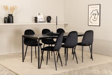 Pelle Spisegruppe 190 cm inkl. 6 Pontus Stoler - Svart - Møbler - Bord - Spisegruppe