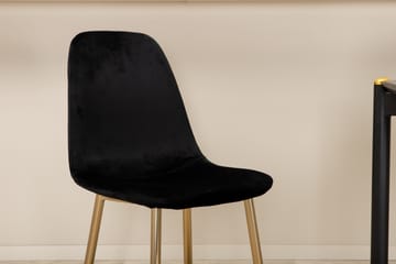 Pelle Spisegruppe 190 cm inkl. 6 Pontus Fløyelsstoler - Svart/Messing - Møbler - Bord - Spisegruppe