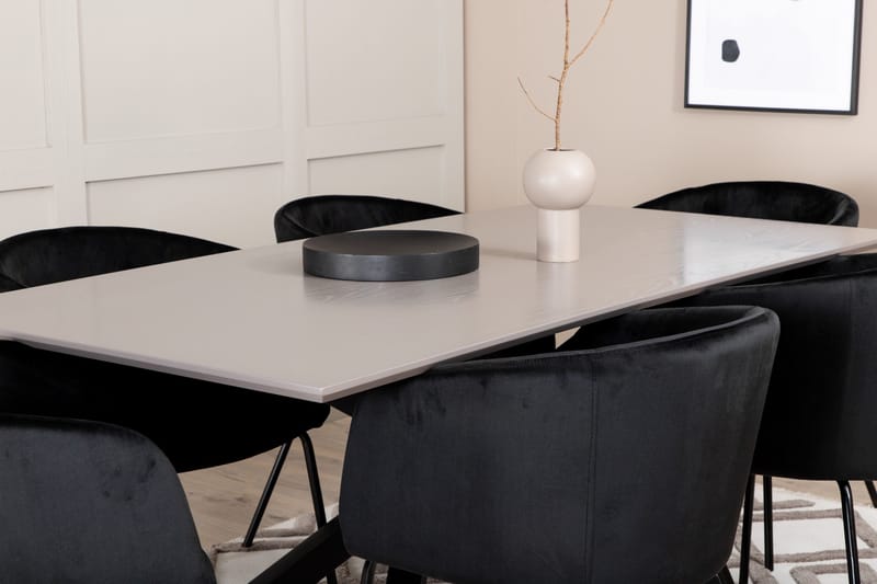 Penny Spisegruppe 190 cm inkl. 6 Berita Stoler - Grå/Svart - Møbler - Bord - Spisegruppe