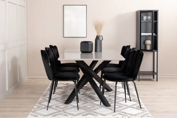 Penny Spisegruppe 190 cm inkl. 6 Limhamn Fløyelsstoler - Grå/Svart - Møbler - Bord - Spisegruppe