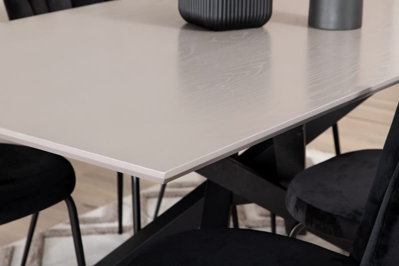 Penny Spisegruppe 190 cm inkl. 6 Limhamn Fløyelsstoler - Grå/Svart - Møbler - Bord - Spisegruppe
