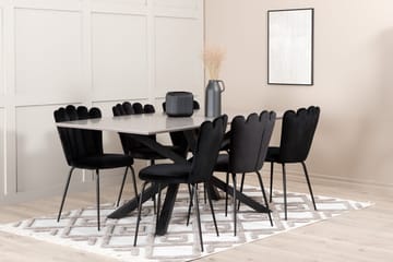 Penny Spisegruppe 190 cm inkl. 6 Limhamn Fløyelsstoler - Grå/Svart - Møbler - Bord - Spisegruppe