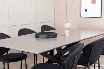 Penny Spisegruppe 190 cm inkl. 6 Moncoll Stoler - Grå/Svart - Møbler - Bord - Spisegruppe