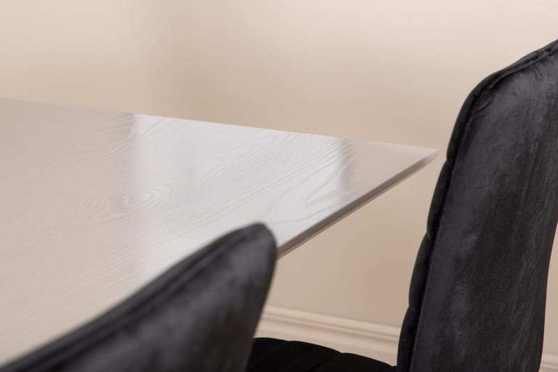 Penny Spisegruppe 190 cm inkl. 6 Robin Fløyelsstoler - Grå/Svart - Møbler - Bord - Spisegruppe