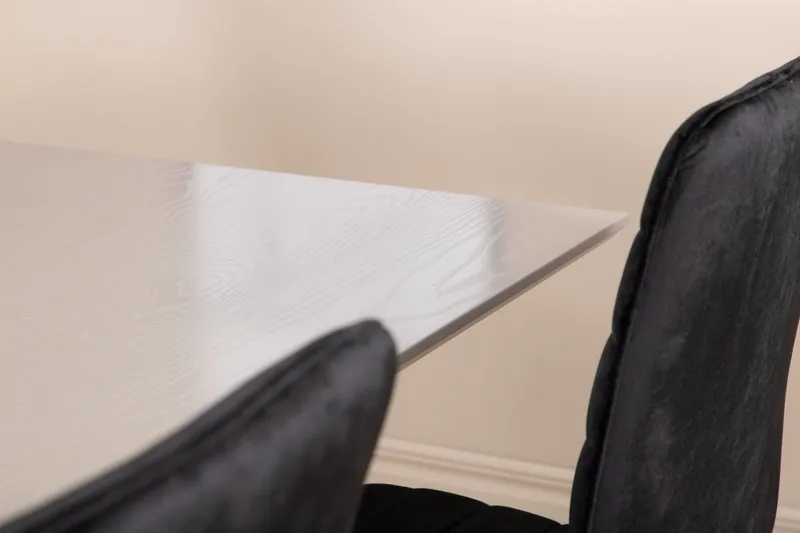 Penny Spisegruppe 190 cm inkl. 6 Robin Fløyelsstoler - Grå/Svart - Møbler - Bord - Spisegruppe