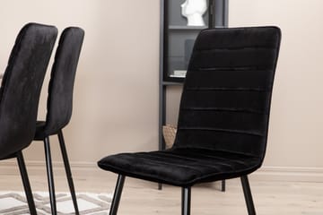 Penny Spisegruppe 190 cm inkl. 6 Robin Fløyelsstoler - Grå/Svart - Møbler - Bord - Spisegruppe