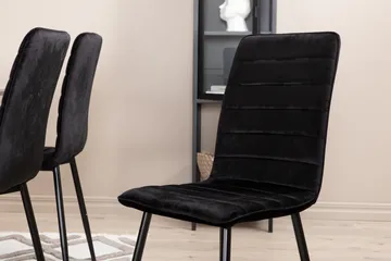 Penny Spisegruppe 190 cm inkl. 6 Robin Fløyelsstoler - Grå/Svart - Møbler - Bord - Spisegruppe