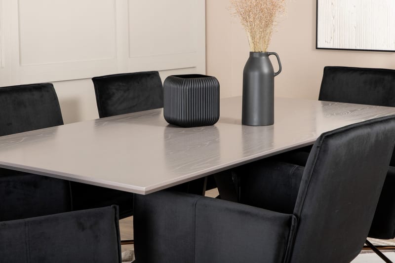 Penny Spisegruppe 190 cm inkl. 6 Pipi Stoler - Grå/Svart/Kobber - Møbler - Bord - Spisegruppe