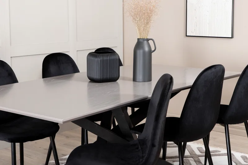 Penny Spisegruppe 190 cm inkl. 6 Pontus Stoler - Grå/Svart - Møbler - Bord - Spisegruppe