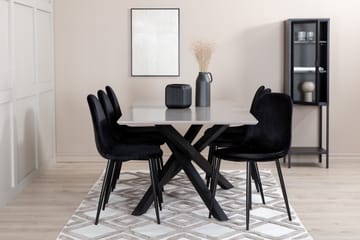 Penny Spisegruppe 190 cm inkl. 6 Pontus Stoler - Grå/Svart - Møbler - Bord - Spisegruppe