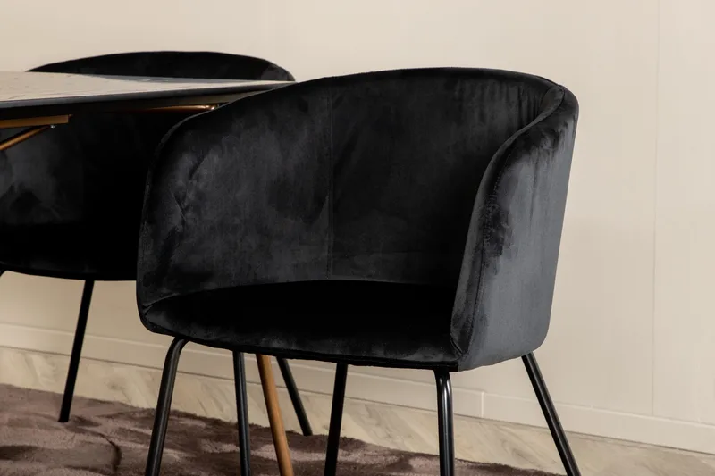 Pipi Spisegruppe 190 cm inkl. 6 Berita Stoler - Svart/Kobber - Møbler - Bord - Spisegruppe