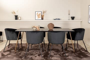 Pipi Spisegruppe 190 cm inkl. 6 Berita Stoler - Svart/Kobber - Møbler - Bord - Spisegruppe