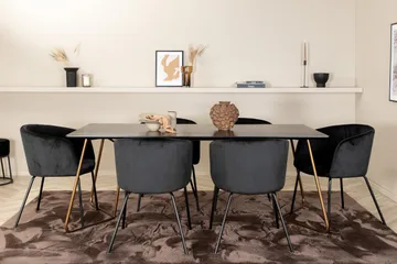 Pipi Spisegruppe 190 cm inkl. 6 Berita Stoler - Svart/Kobber - Møbler - Bord - Spisegruppe
