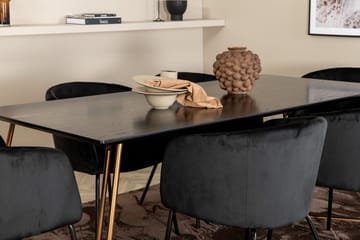 Pipi Spisegruppe 190 cm inkl. 6 Berita Stoler - Svart/Kobber - Møbler - Bord - Spisegruppe
