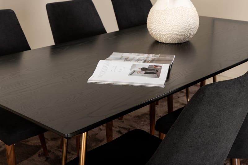 Pipi Spisegruppe 190 cm inkl. 6 Campomar Stoler - Svart/Kobber/Brun - Møbler - Bord - Spisegruppe