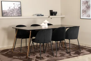 Pipi Spisegruppe 190 cm inkl. 6 Foyos Stoler - Svart/Kobber - Møbler - Bord - Spisegruppe