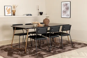 Pipi Spisegruppe 190 cm inkl. 6 Kenth Stoler - Svart/Kobber - Møbler - Bord - Spisegruppe