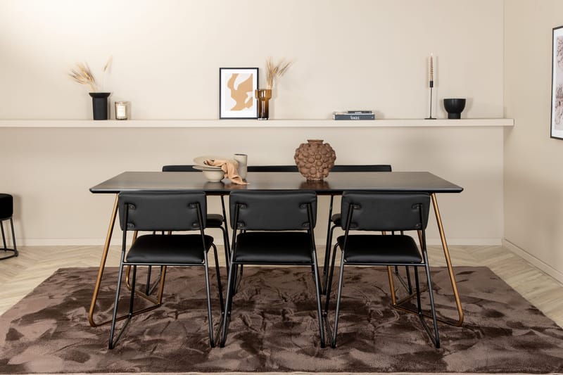 Pipi Spisegruppe 190 cm inkl. 6 Kenth Stoler - Svart/Kobber - Møbler - Bord - Spisegruppe
