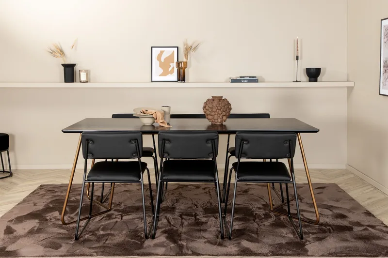 Pipi Spisegruppe 190 cm inkl. 6 Kenth Stoler - Svart/Kobber - Møbler - Bord - Spisegruppe